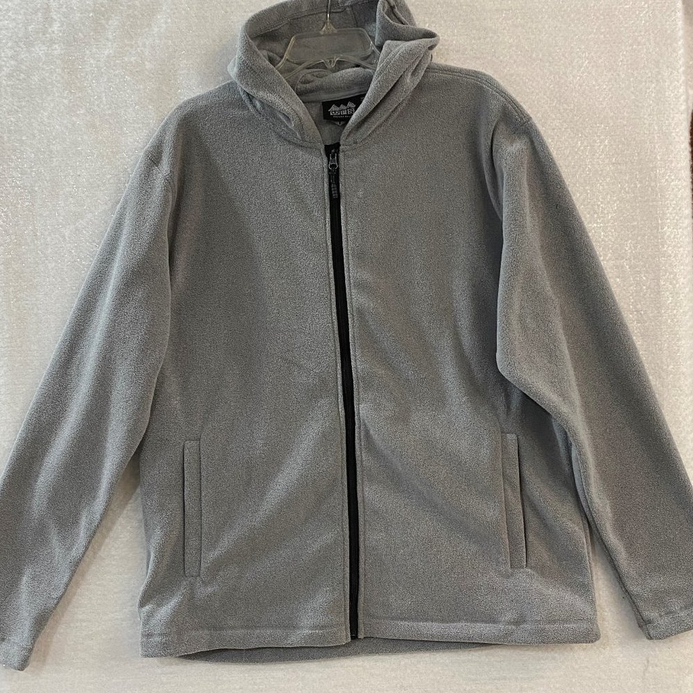 WFS Essential Gear Fleece Jacket Full Zip Hooded Men's M or L Gray Long Sleeve